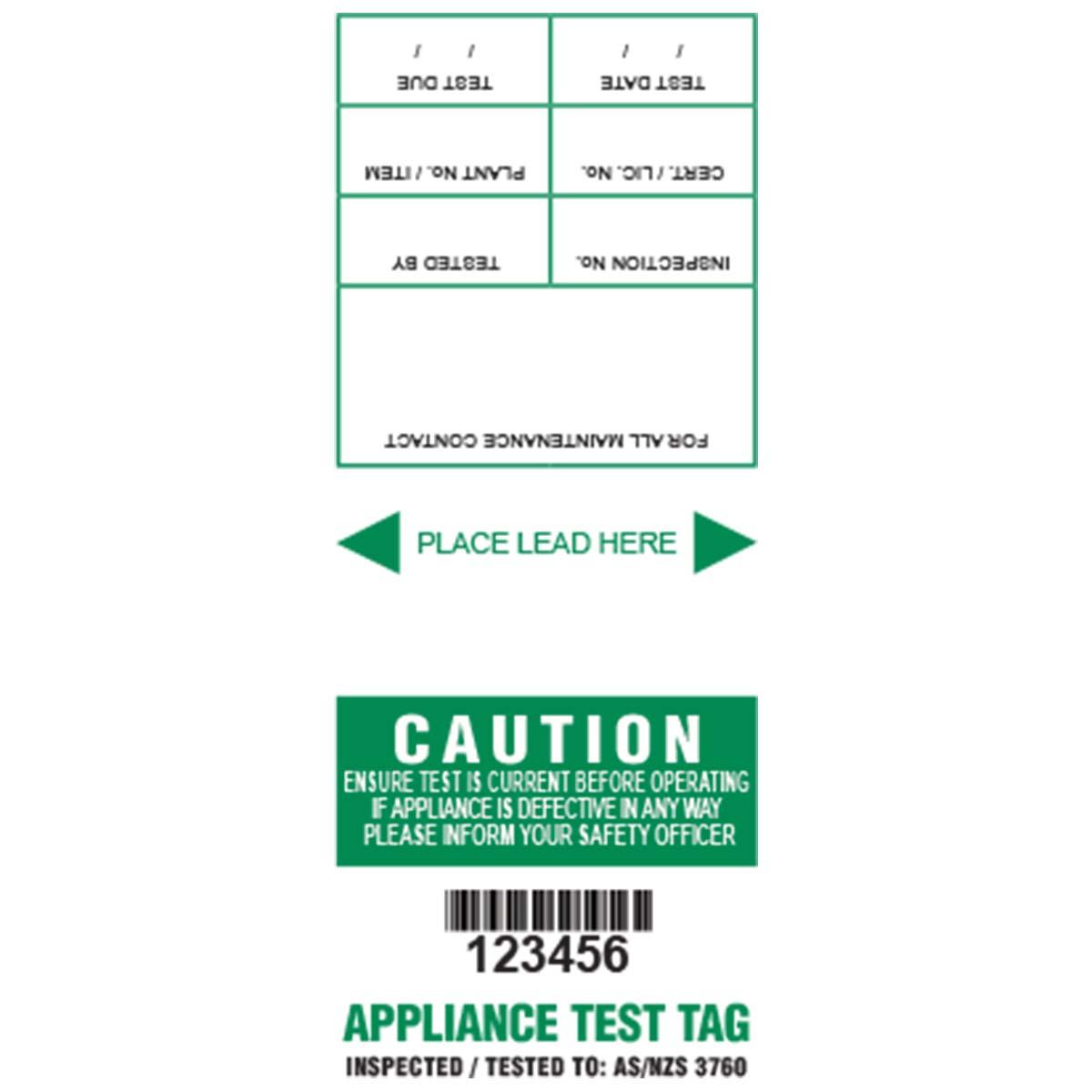 SELF LAMINAT TEST TAG GREEN NSW ONLY