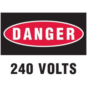 DANGER 240V LABEL 110X90mm 5PK