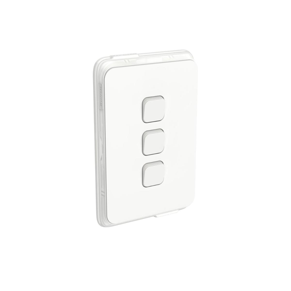 ICONIC SWITCH VERT 3G 10A IP44 VIV WHT