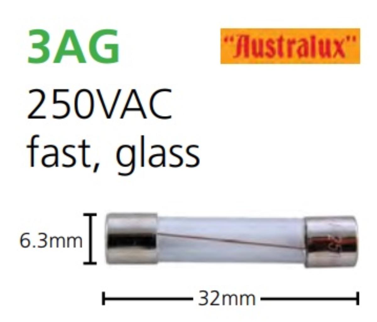 3AG GLASS FUSE FAST 250V 15A 32X6.3MM