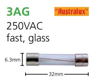 3AG GLASS FUSE FAST 250V 100MA 32X6.3MM