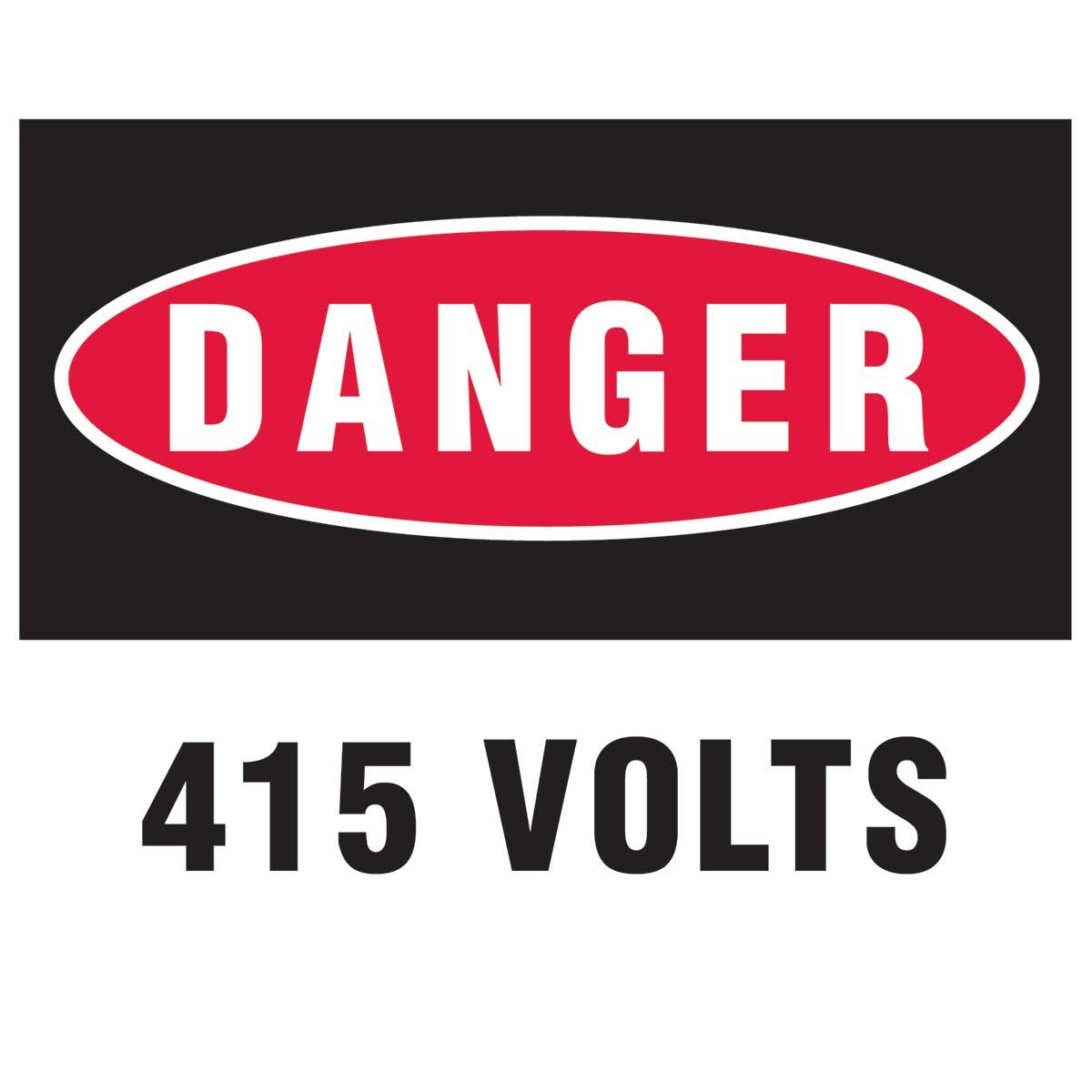 DANGER 415V LABEL 110X90mm 5PK