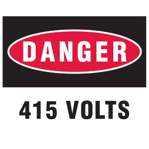 DANGER 415V LABEL 110X90mm 5PK