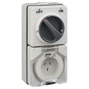 OUTLET SWITCHED IP66 3PIN 10A 250V GREY