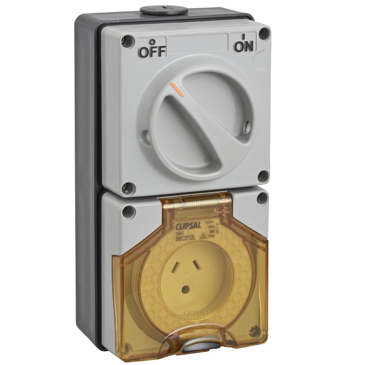 OUTLET SW IP66 3P RND EARTH 10A 250V C/G