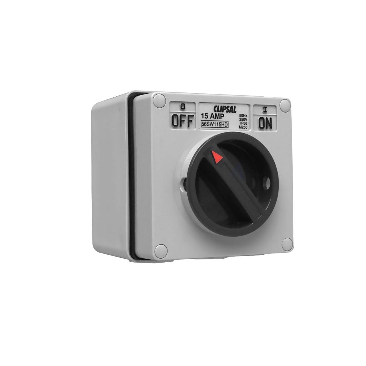 ISOLATOR HDTY IP66 1G SP 15A 1WAY GREY