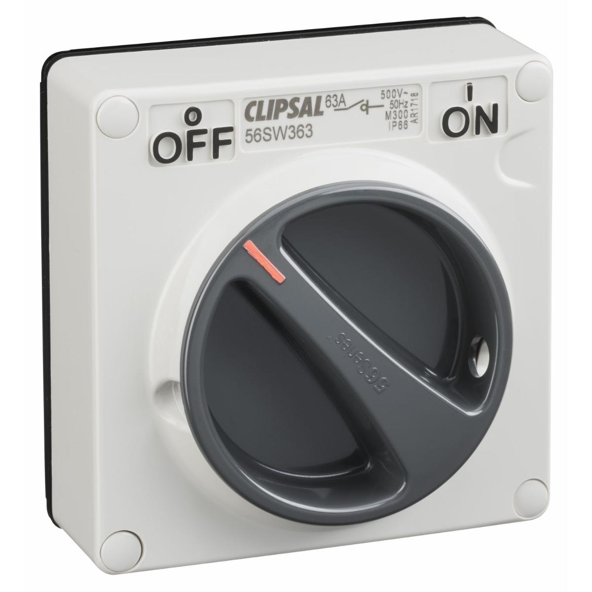 ISOLATOR IP66 1G 3P 63A 1WAY L/E GREY