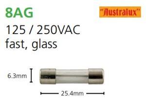 6.3X25.4MM GLASS FAST FUSE 250V 1.5A