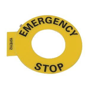 LEGEND PLT 60MM YLLW BLK TEXT EMERG STOP LEGEND PLT 60MM YLLW BLK TEXT EMERG STOP
