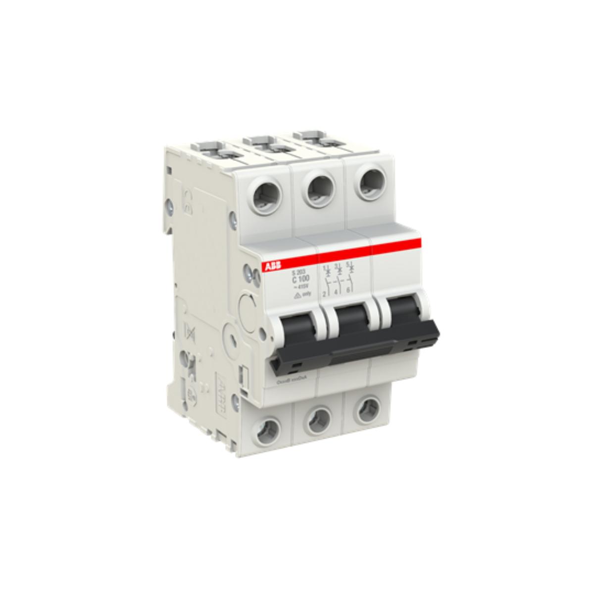 MCB S200 C CURVE 3P 100A 6KA 3 MODULE