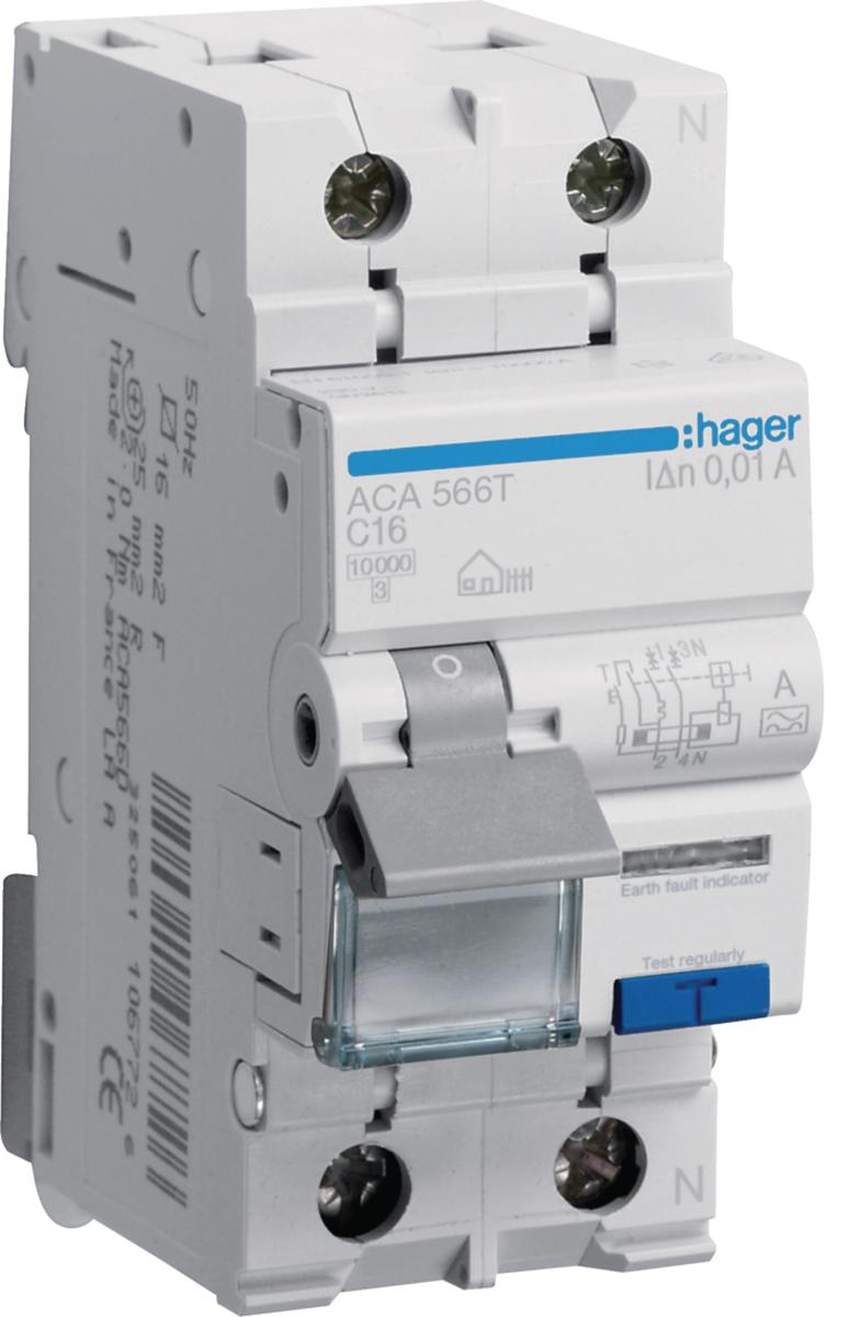 RCBO 1P+N 10A 10KA C CURVE 30MA CL A 2M