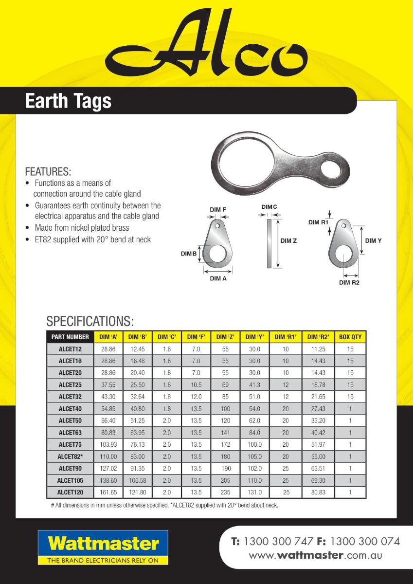 EARTH TAG 20MM NICKEL PLATED BRASS