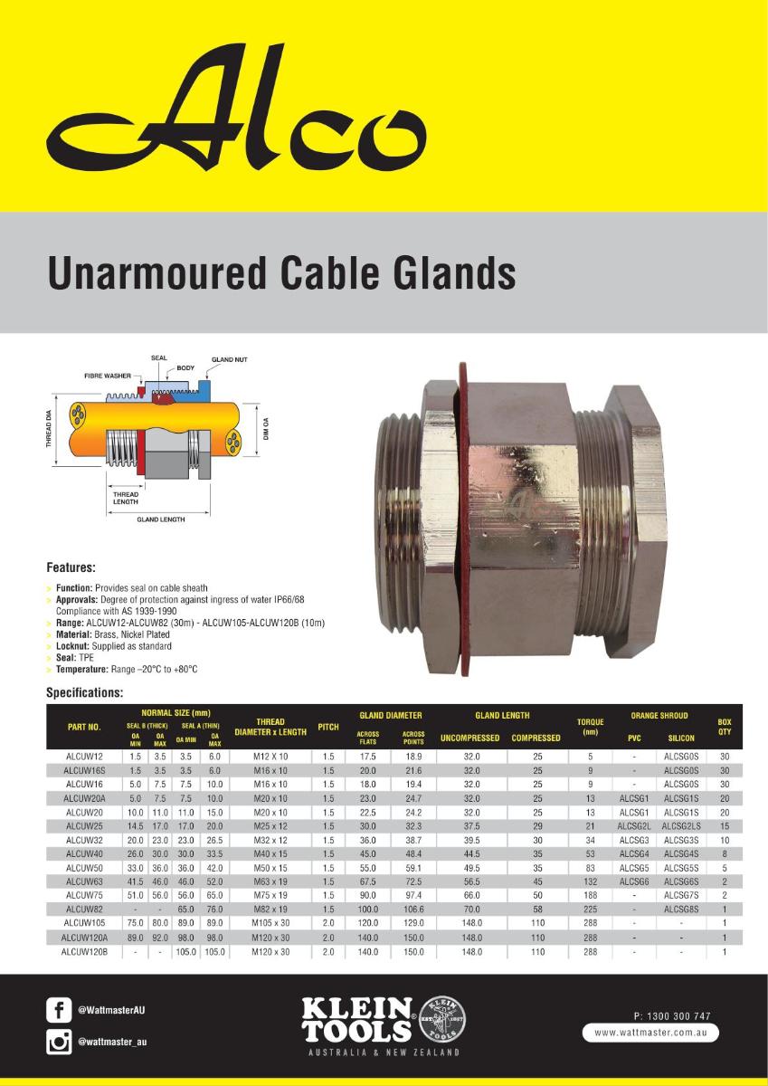METAL W/P GLAND 63MM UNARM 46-52MM