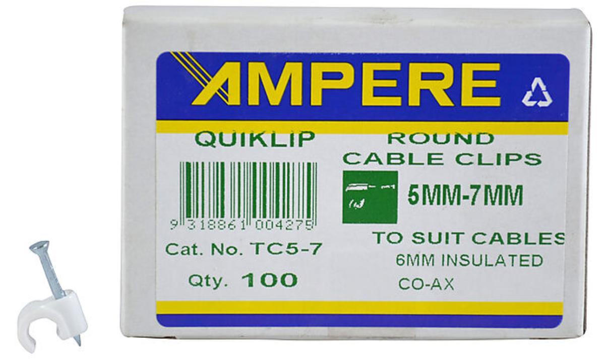 CABLE CLIP ROUND SUIT 5-7MM DIA
