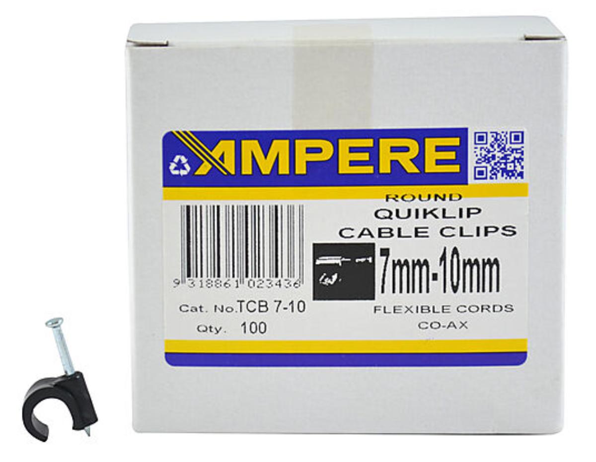 CABLE CLIP BLACK ROUND SUIT 7-10MM DIA
