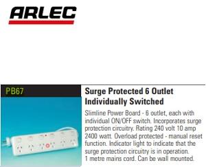 6 OUTLET 6 SWITCH SURGE POWERBOARD 6 OUTLET 6 SWITCH SURGE POWERBOARD