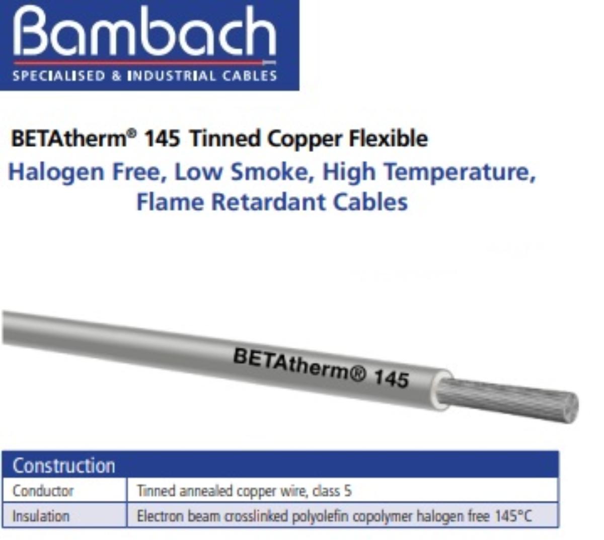 CABLE BETATHERM 145DEG 1MM H/F GREY