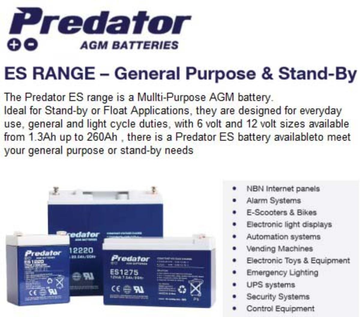 BATTERY 12V 7.2 A/H PREDATOR AGM