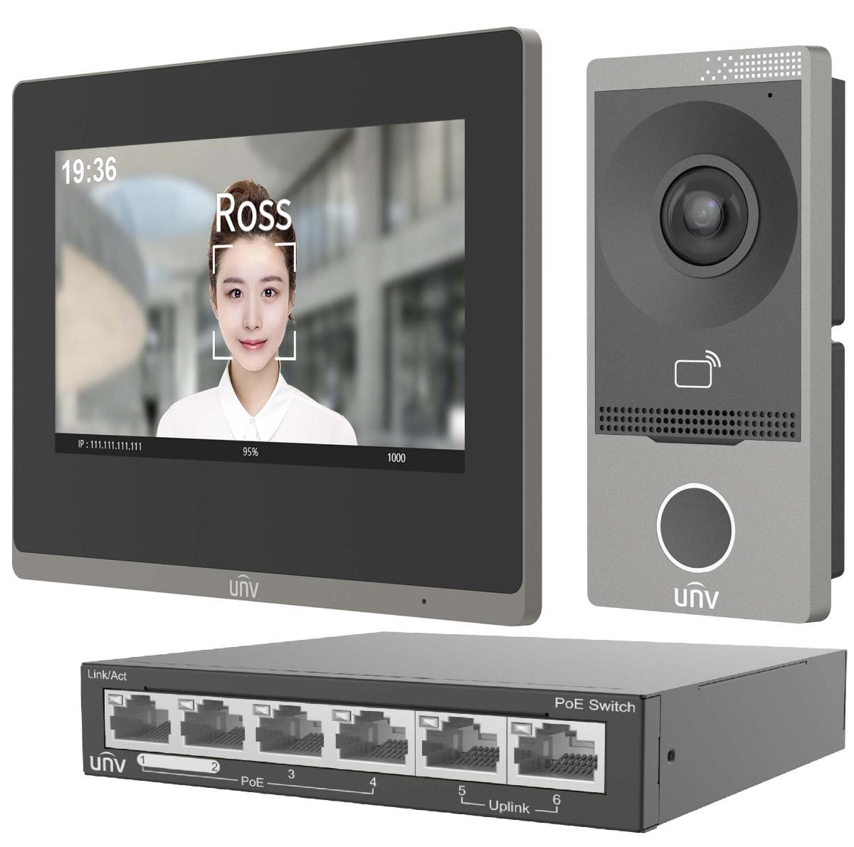 UNV INTERCOM KIT WITH POE SWITCH BLACK
