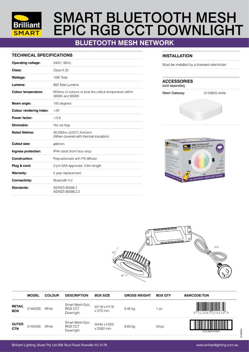 LED DOWNLIGHT EPIC SMART BT MESH 10W