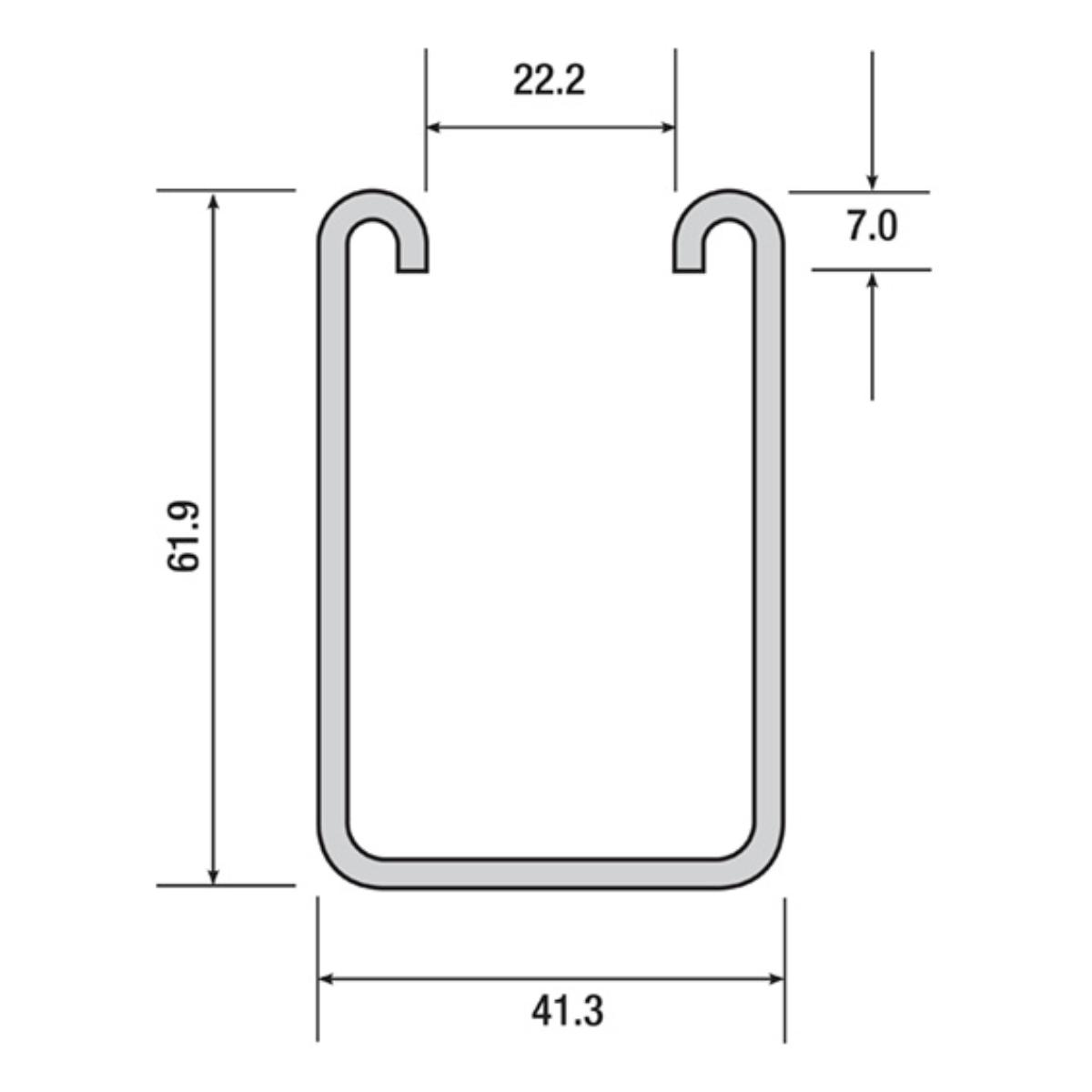 STRUT PLAIN 41X62X2.5MM HDG 6M