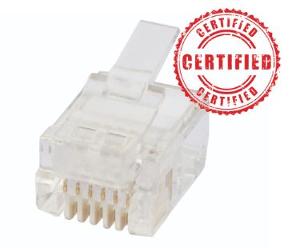 PLUG RJ12 6P6C ROUND SOLID 100PK