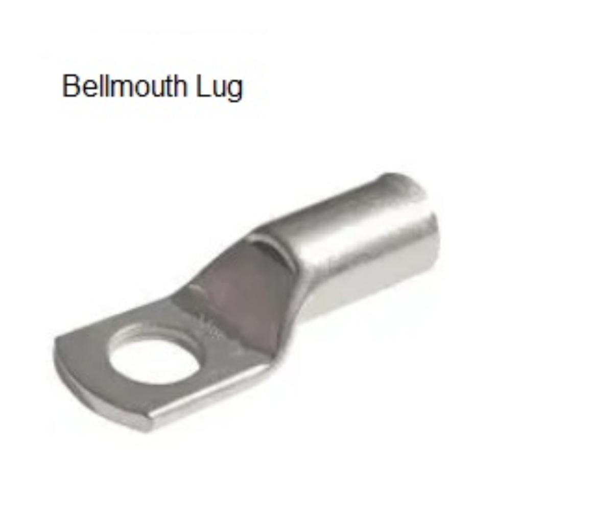 CU BELLMOUTH CRIMP LUG 120MM M8 STUD