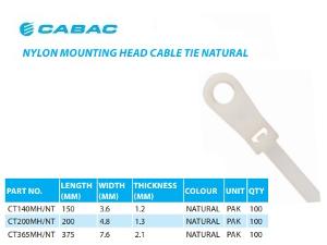 NYLON MNT HEAD CABLE TIE 150X3.6MM 100PK