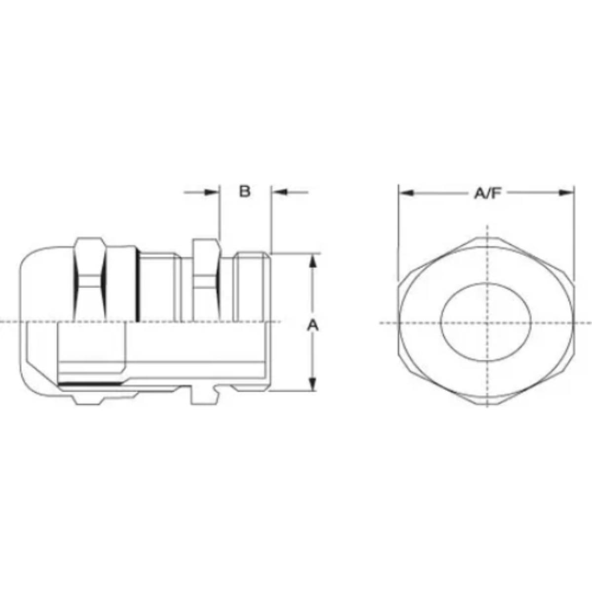 GU METAL CABLE GLAND W/P UNARM 40MM