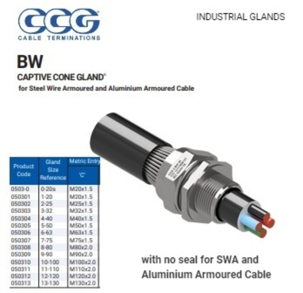 BW METAL CABLE GLAND W/P ARMOURED 20MM