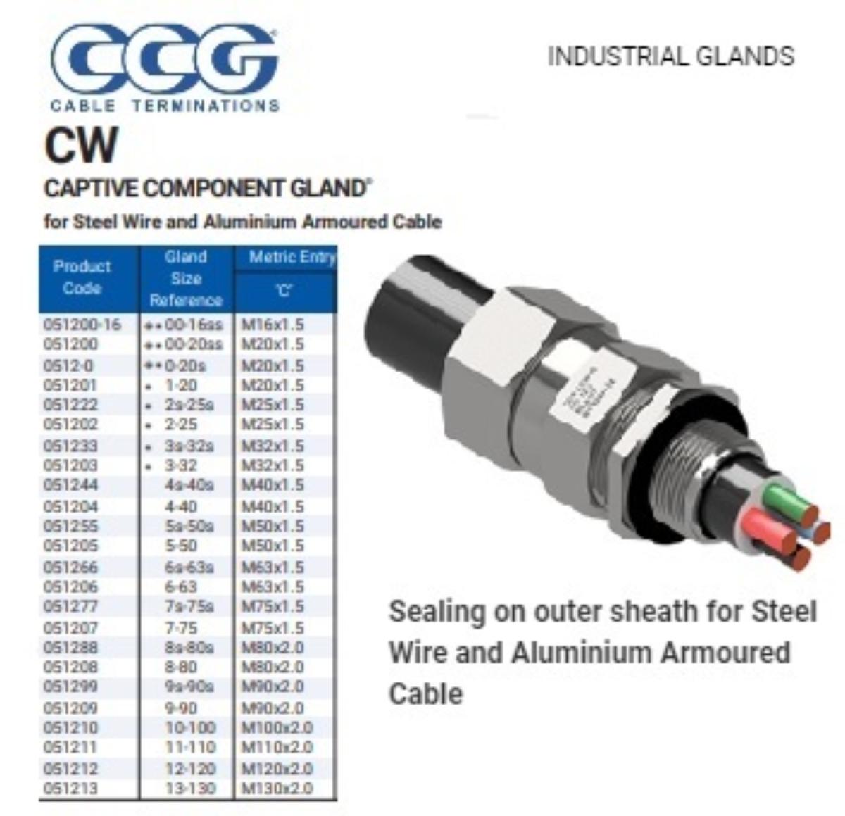 CW METAL CABLE GLAND W/P ARMOURED 16MM