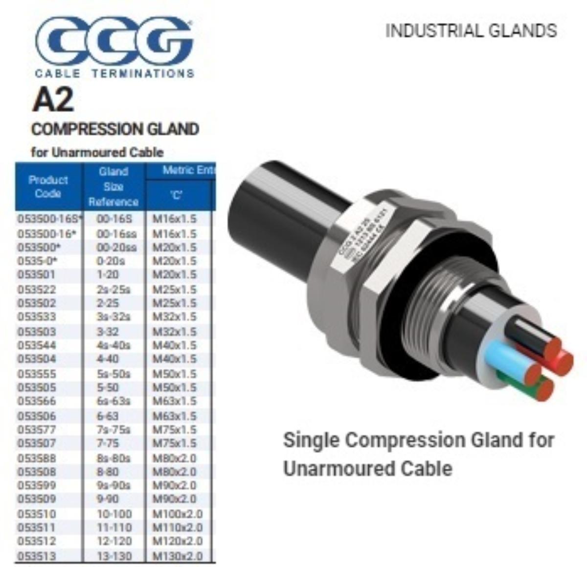 A2-2S METAL CABLE GLAND W/P UNARM 25MM