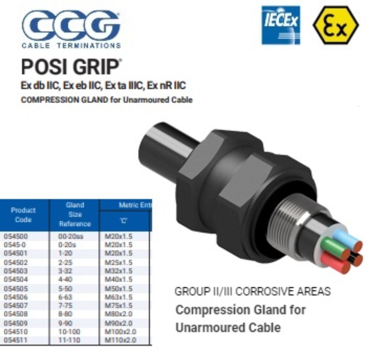 POSI GRIP-6 MTL CBL GLAND W/P UNARM 63MM
