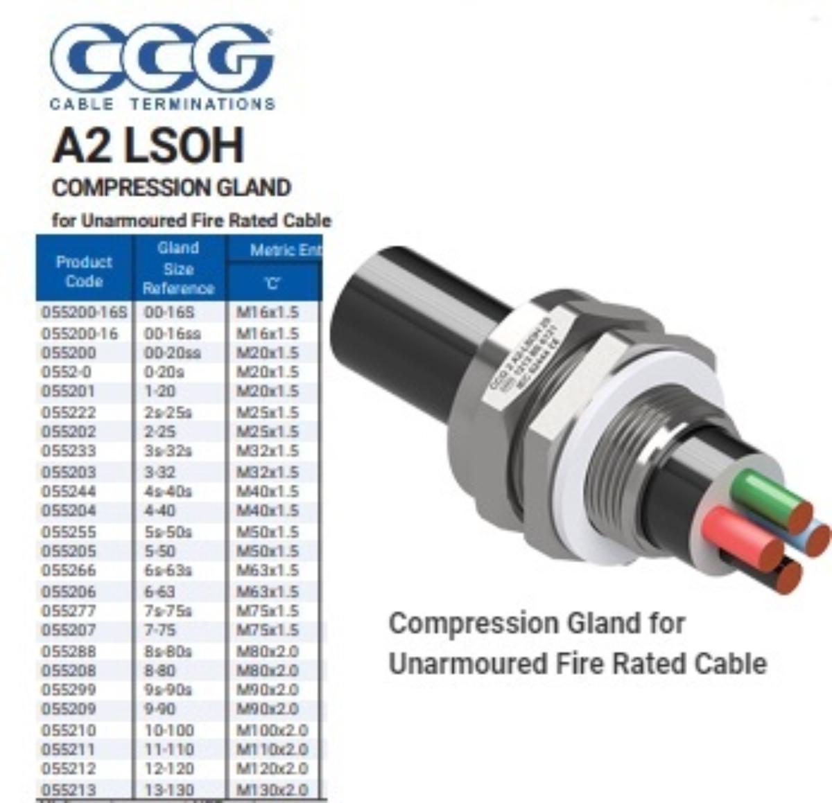 A2 LSOH-2 METAL CABLE GLAND FIRE/R 25MM