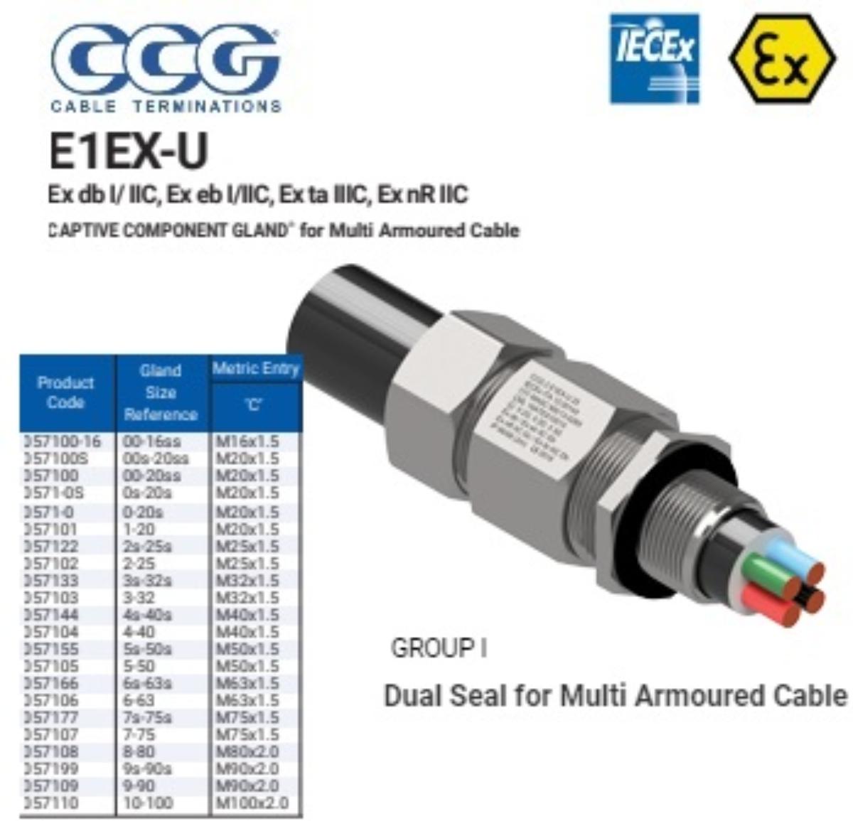 E1EX-U-4 METAL CABLE GLAND W/P ARM 40MM
