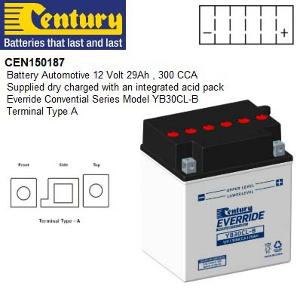 BATTERY AUTO 12V 29AH 300CCA DRY CHARGED BATTERY AUTO 12V 29AH 300CCA DRY CHARGED