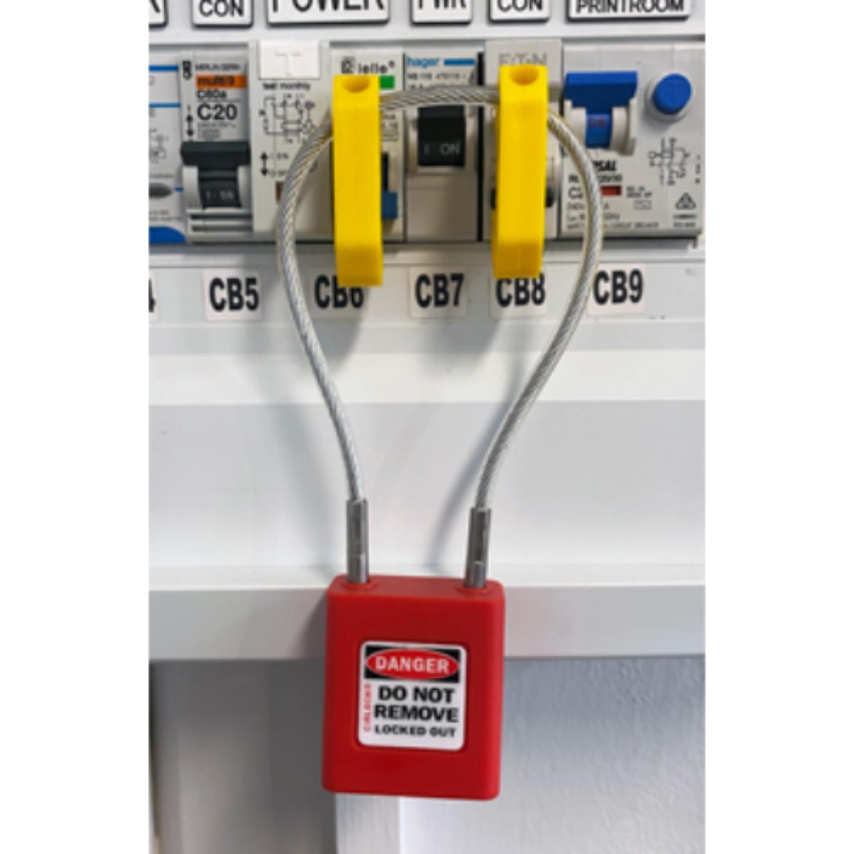 CABLE LOCKOUT PADLOCKS + 30CM CABLE RED