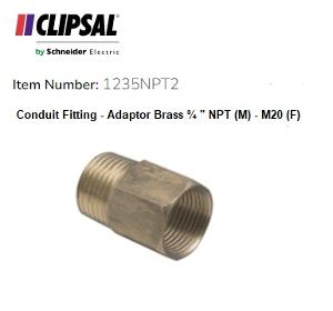 ADAPTOR BRASS 3/4IN NPT MALE-20MM FEMALE