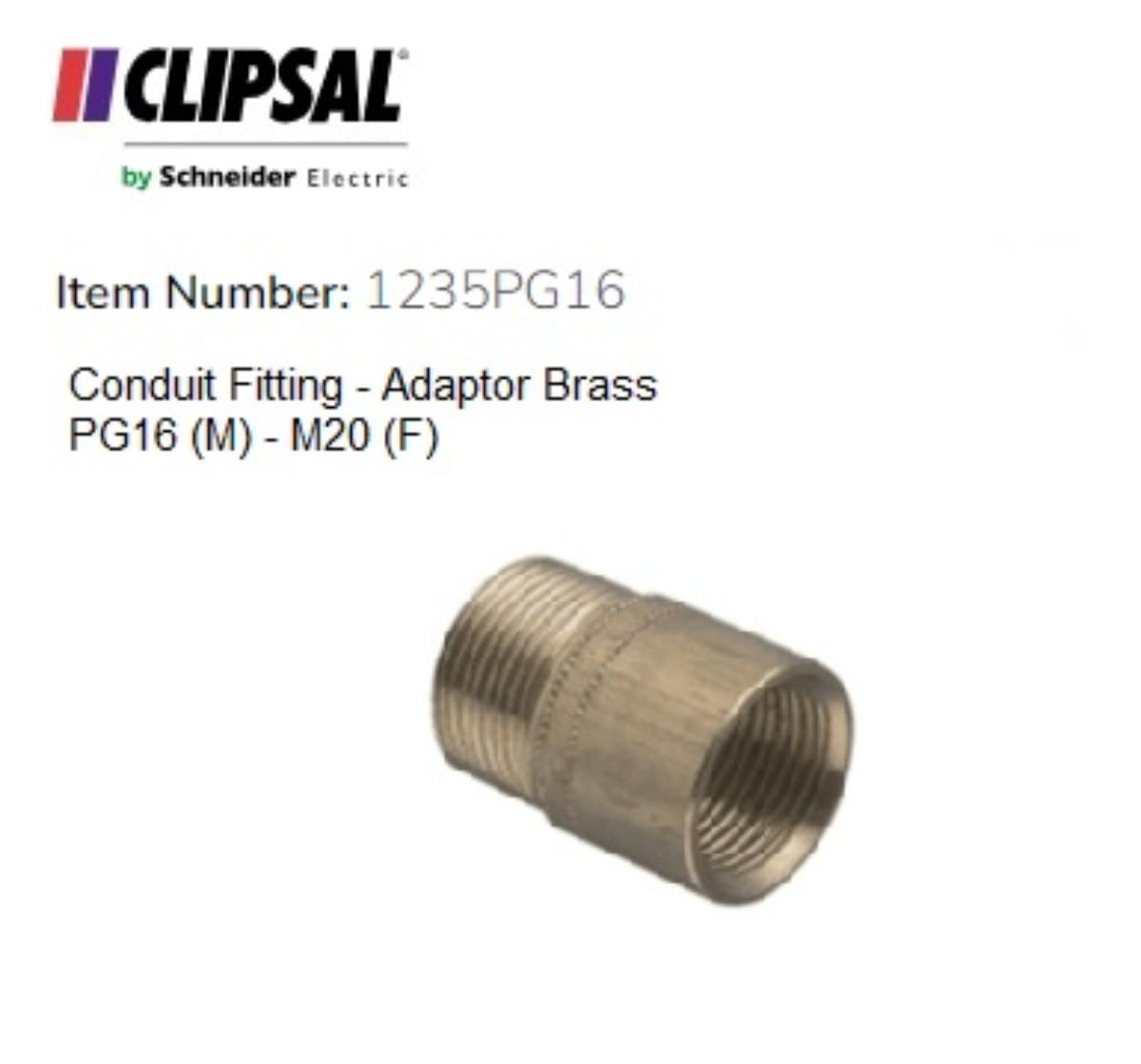 ADAPTOR BRASS PG16 MALE - 20MM FEMALE