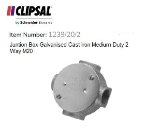 JUNCTION BOX ROUND GALV 20MM 2WAY