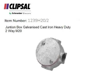 JUNCTION BOX ROUND GALV H/D 20MM 2WAY