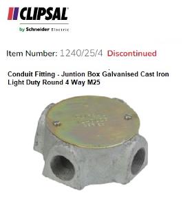 JUNCTION BOX GALV C/IRON L/D 25MM 4WAY