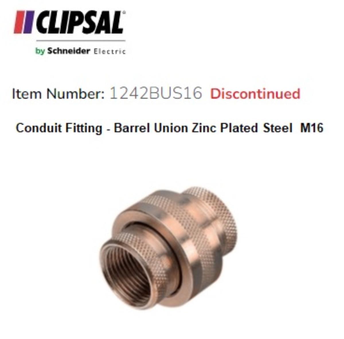 UNION BARREL ZINC PLT STEEL 16MM