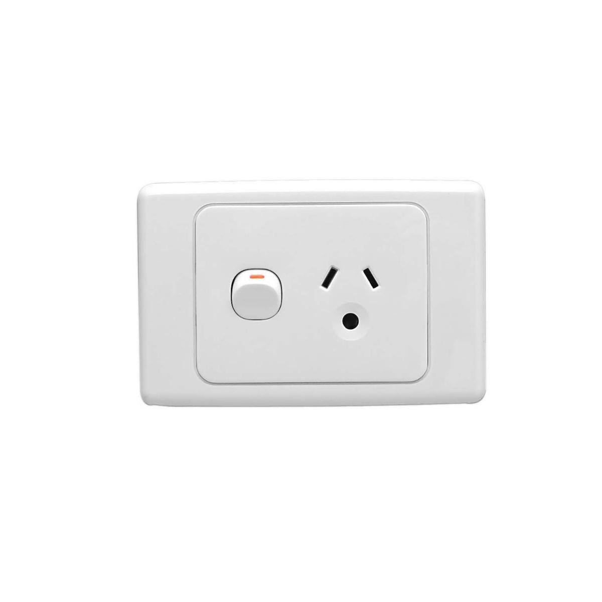 GPO SOCKET SWT SGL 10A ROUND EARTH WHITE