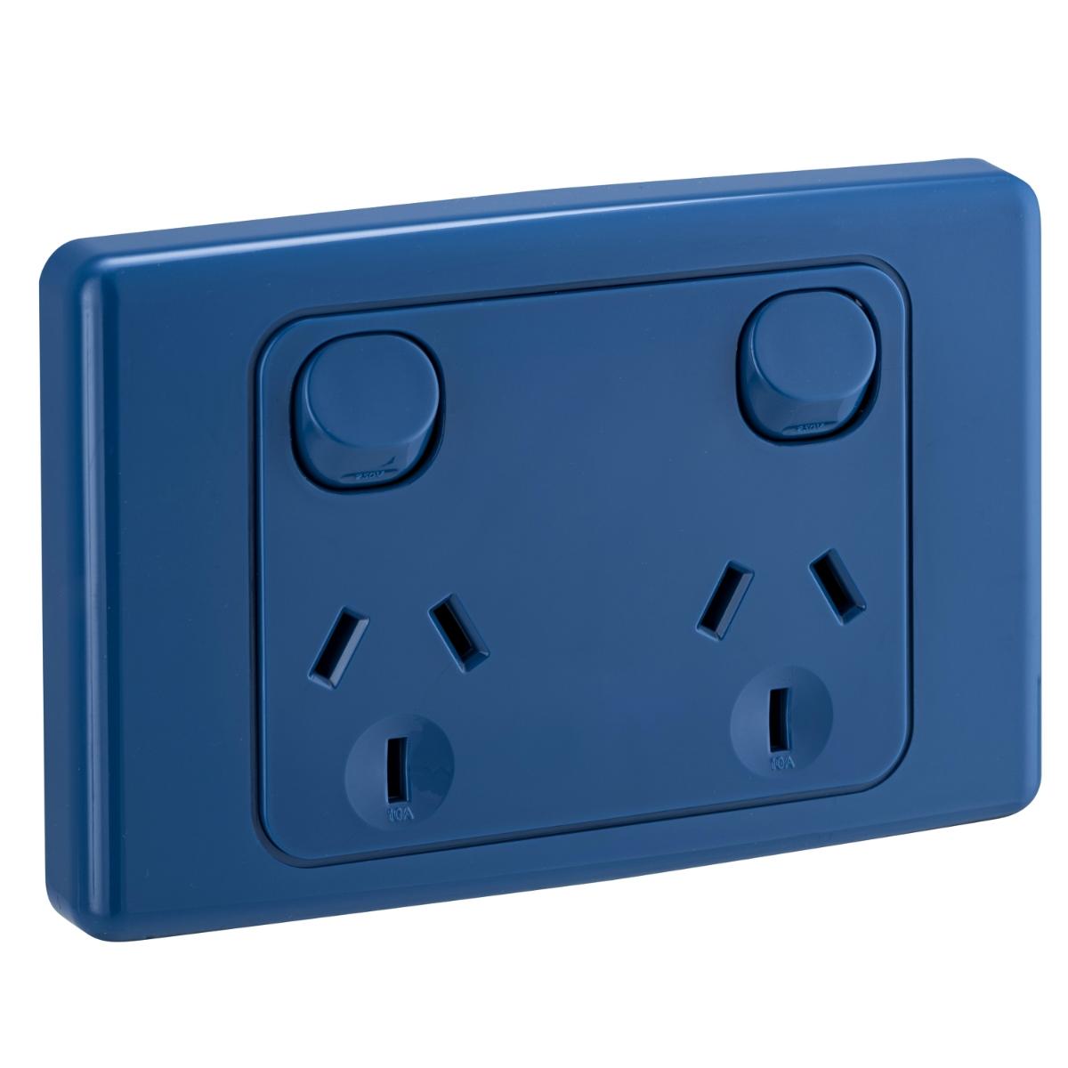 2000 DBL GPO 250V 10A D/P DARK BLUE