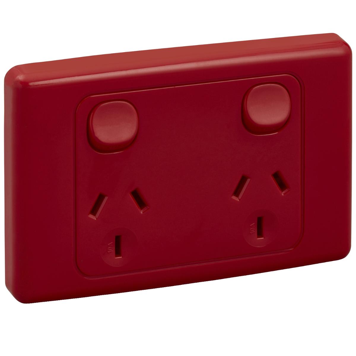 2000 DBL GPO 250V 10A D/P RED