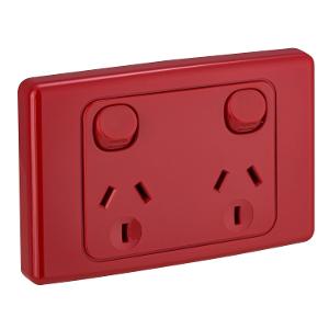 GPO SOCKET SWT TWIN 10A 250V RED