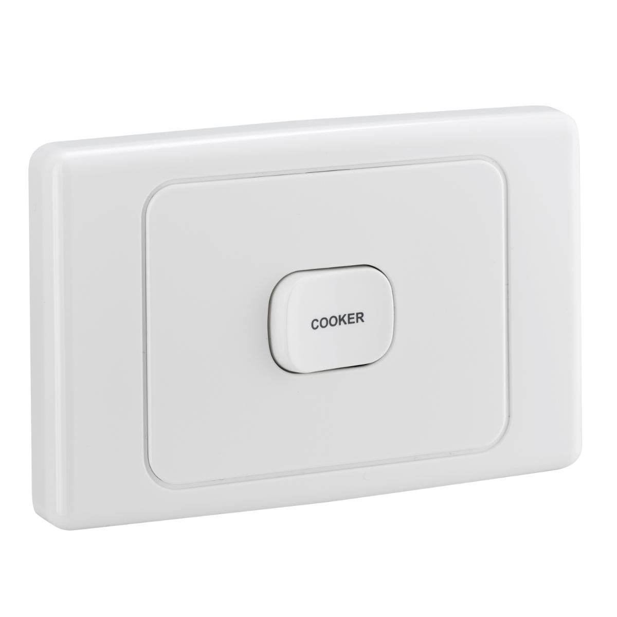 2000 COOKER SWITCH HORIZ 32A D/P WHITE