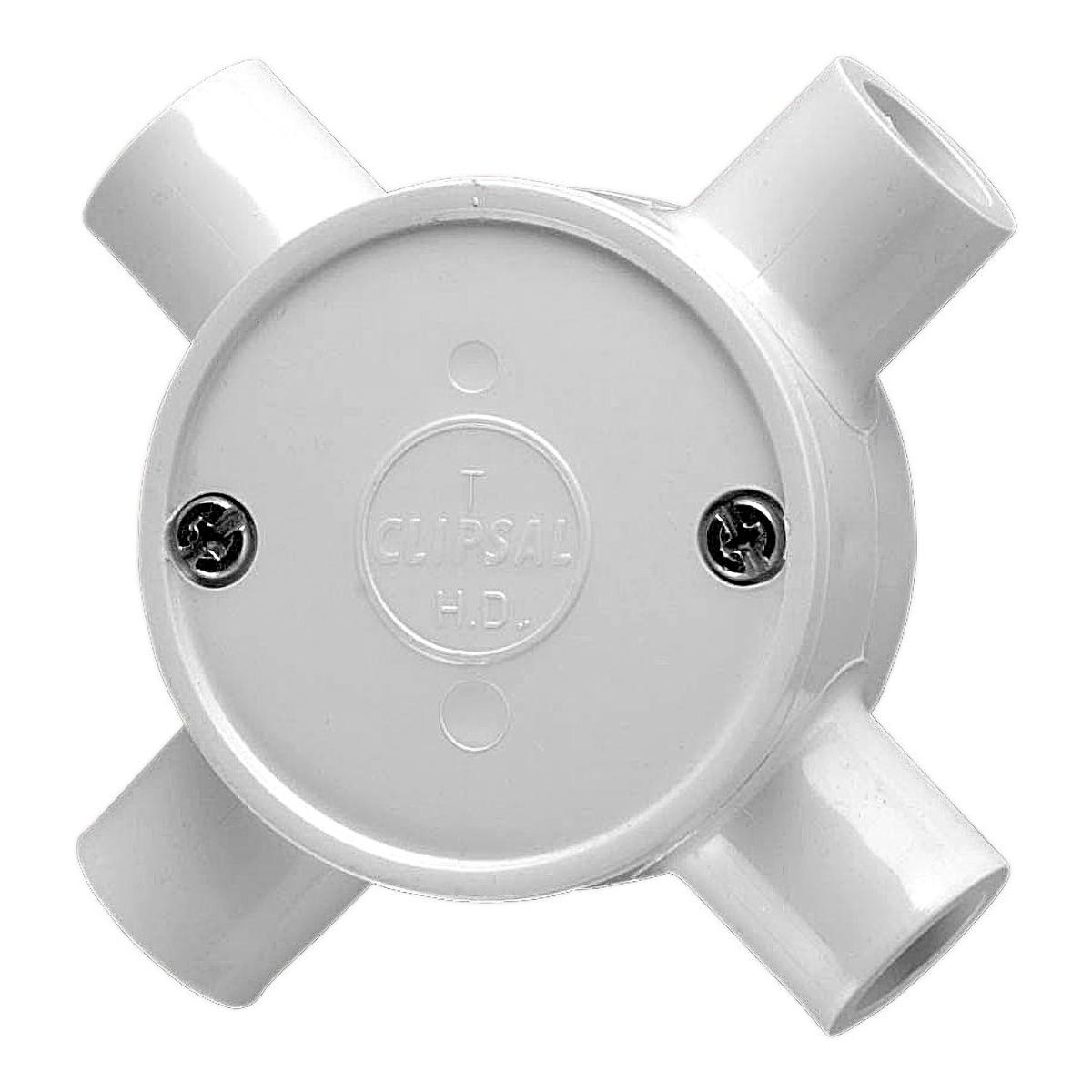 JUNCTION BOX ROUND SHALLOW PVC 16MM 4WAY