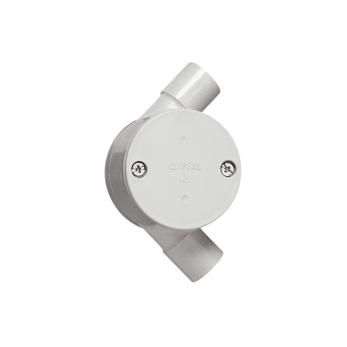 JUNCTION BOX RND SHALLOW PVC 25MM 2W ANG